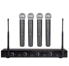 Professional UHF 4 Channel Wireless Microphone System 4 Handheld Microphone Set