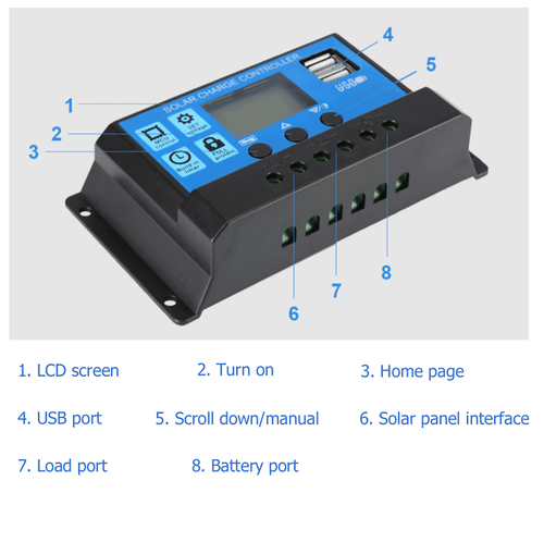 30A Solar Panel Battery Charge Controller 12V/24V LCD Regulator Auto Dual USB US - Picture 10 of 12