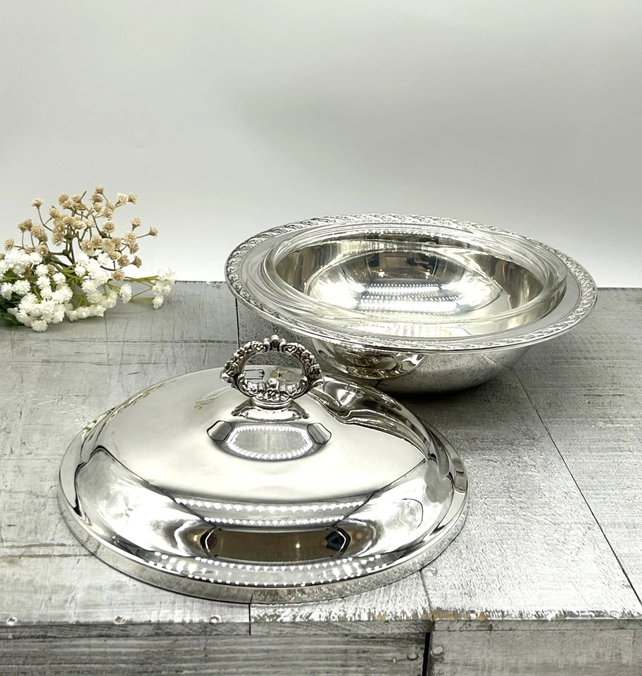 De colección Internacional Plata Co-CONDESA-Placa de Plata-Plato de Frotamiento-Vidrio Pyrex-1,5 qt Foto 3 de 4