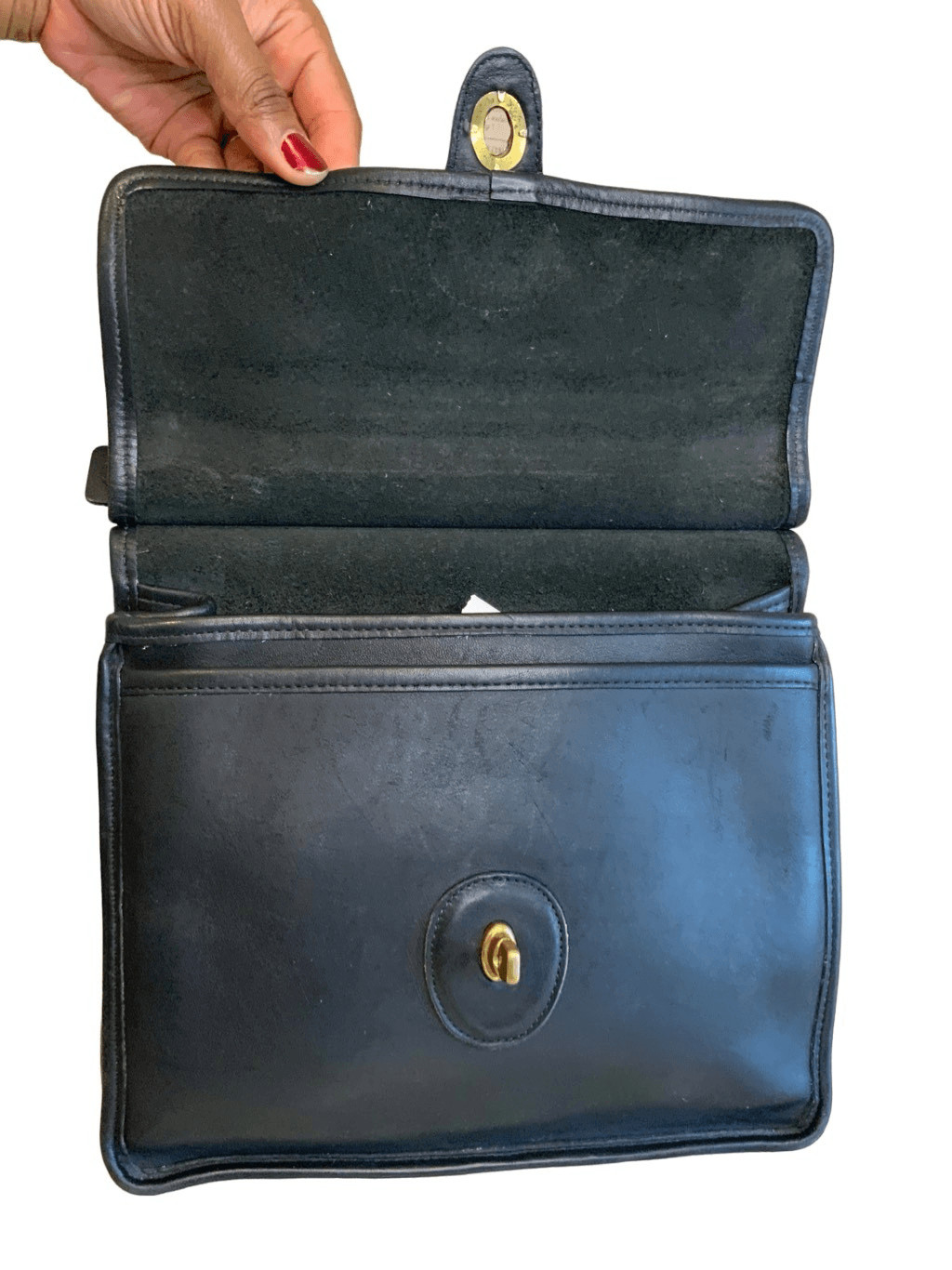 Vintage Coach Willis Black Leather Top Handle Bag 99… Gem