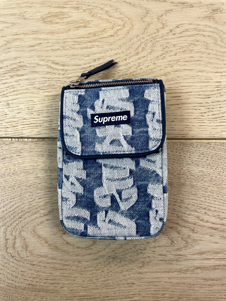 SUPREME FAT TIP JACQUARD DENIM NECK POUCH/ BLUE / OS/ SS22 SUPREME FAT TIP JACQUARD DENIM NECK POUCH/ BLUE / OS/ SS22