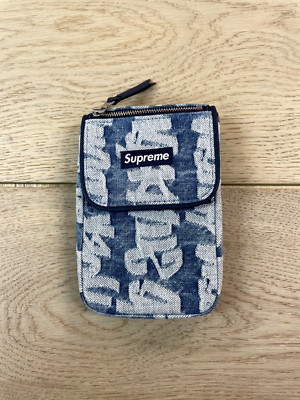 バッグ SUPREME 22AW denim neck pouch BLUE Fat Tip Jacquard Denim Neck Pouch – Supreme