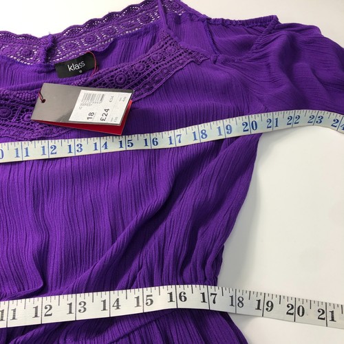 NEW Klass Women's Purple Cold-Shoulder Crochet Dress UK 18 EUR 46 RRP £35 - Picture 11 of 13