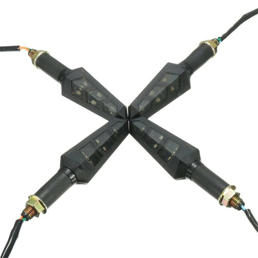 4Pc 12V 6LED Smoke Len Motorcycle Turn Signal Indicator Light Turning Lamp Amber — 第 2/4 张图片