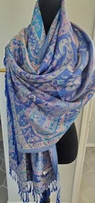 Maya Antonia Pashmina Paisley Scarf/Shawl Blue/Red/Reversible/All Seasons