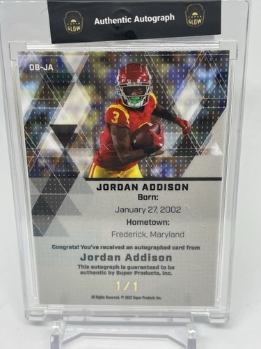 2022 Super Glow JORDAN ADDISON 1st Ever Gold Auto 1/1 (D24) - Picture 6 of 6
