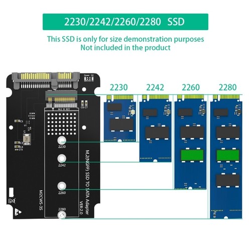 Key NGFFs SSDs to 2.5Inch SATAs Adapters Enclosure for 2230/2242/2260/2280 - Afbeelding 3 van 8