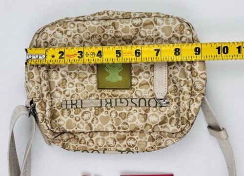 Tous Girl Heart Print Nylon Messenger Zip Pocket Sling Bag Purse w/Tous Girl Pin - Picture 6 of 13
