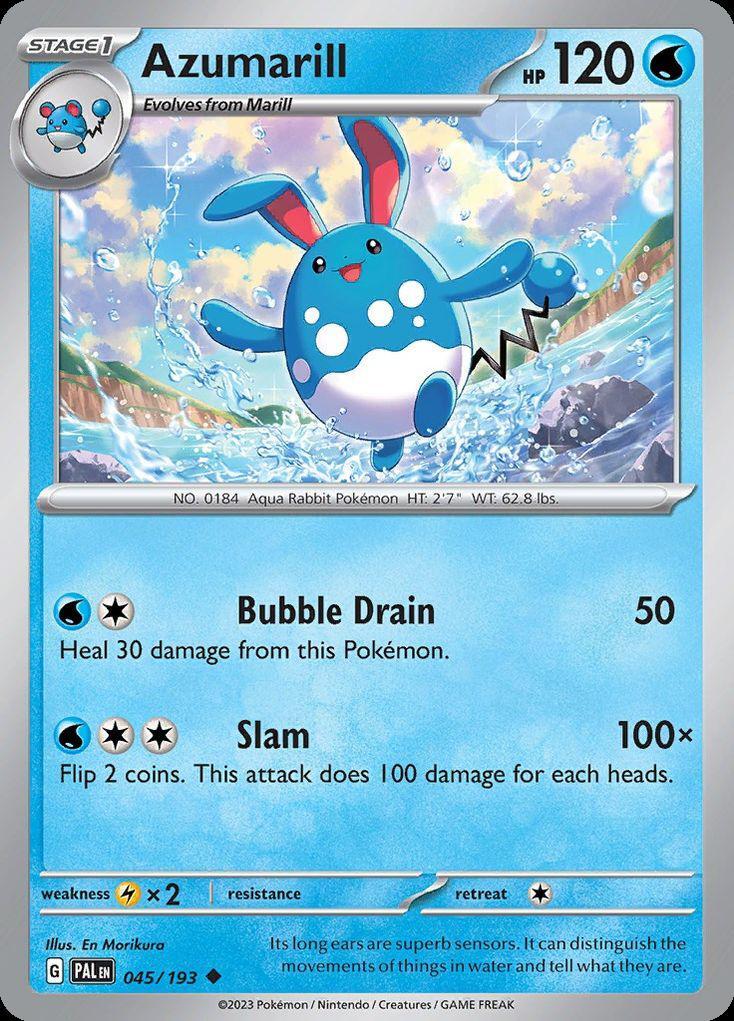 Pokemon Azumarill (45/303) Paldea Evolved LP REVERSE HOLO