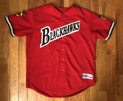 Chicago Blackhawks Vintage Majestic Baseball Jersey Sz XL