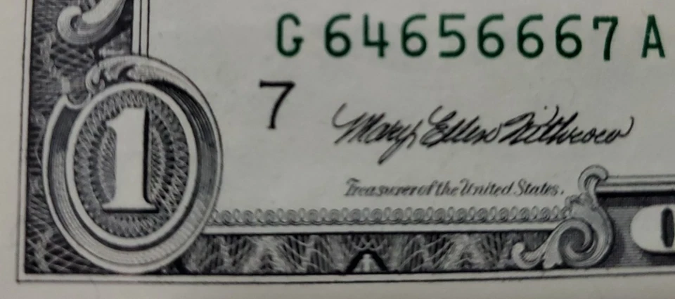 $1 Bill 1999 Fancy Serial Number Graded PMG 65 EPQ (Ladder Pairs - 64,65,66,67) - Image 3 of 4