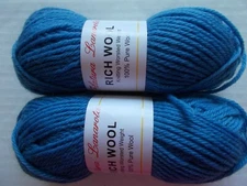 Filatura Lanarota Rich 100% wool yarn, Colonial Blue, lot of 2 (104 yds each)