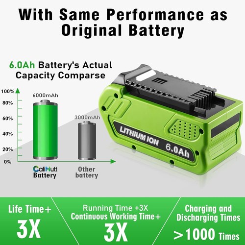 For Greenworks 40V G-MAX Lithium Battery 29462 29482 29252 29472 Battery/Charger - Picture 6 of 23