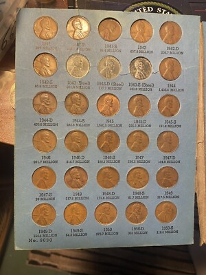 1941年-1974年 リンカーン セントウィットマン ブック　77 コイン入り Complete Lincoln Wheat Penny Cent Collection Whitman Album