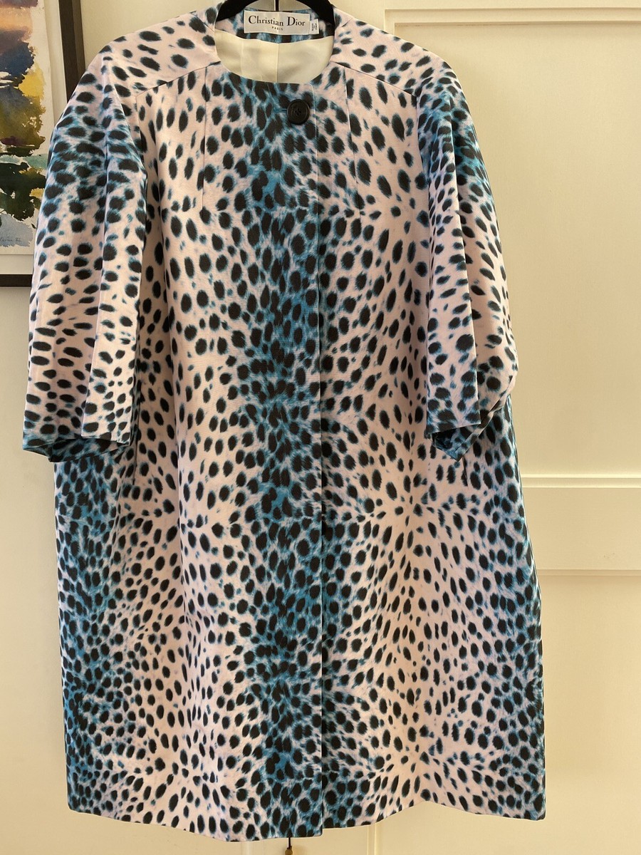 Vintage 2014 Raf Christian Dior Womens Leopard Print Blue Vintage 2014 Raf Christian Dior Womens Leopard Print Blue
