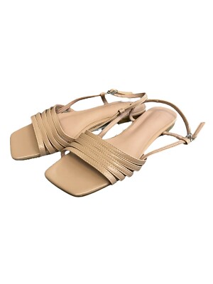 Women's Slingback Flats Sandals Open Square Toe Nature color