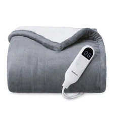 Bedsure Heated Blanket Electric Throw - Soft Flannel (50x60 inches, Grey)