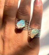 Ethiopian Opal Raw Ring, 925 Sterling Silver, Handmade Ring For Gift