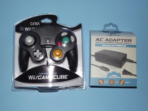 NEW BLACK NINTENDO GAMECUBE CONTROLLER WITH AC ADAPTER  - Picture 1 of 2