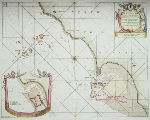 Antique Sea Chart HOLY ISLAND, Lindisfarne, Farne Islands, Berwick, Collins 1756 - Picture 1 of 6