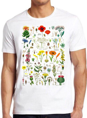 Flowers Variations British Wildflowers Retro Cool Top Tee T-Shirt M509