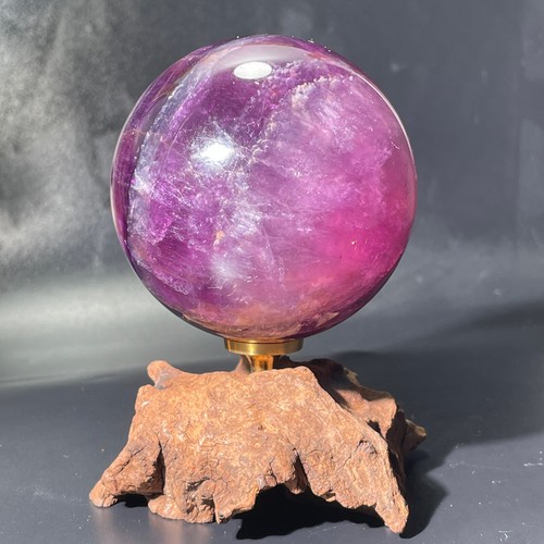 Sfera di fluorite naturale 510G cristallo di quarzo colorato pietra preziosa guarigione + supporto - Foto 19 di 24