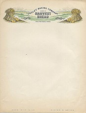 UNGLES BAKING CO.~ADVERTISING LETTERHEAD~DES MOINES, IOWA~HOME OF HARVEST BREAD