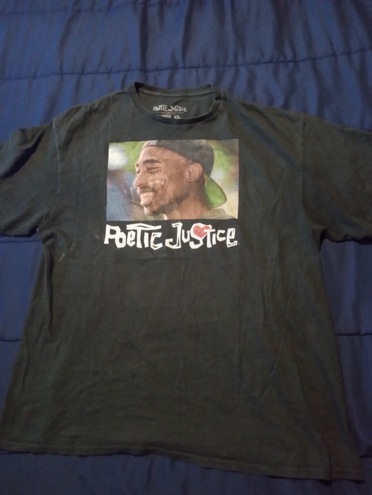 FILA Camicia 2Pac Adulto XL Nera Poetica Giustizia Teppista Vita Rap Tupac Death Row Uomo