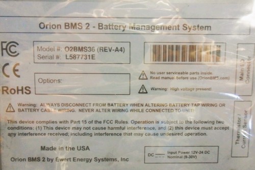 EWERT ENERGY Orion BMS 2 Battery Management System O2BMS36 - Foto 3 di 4