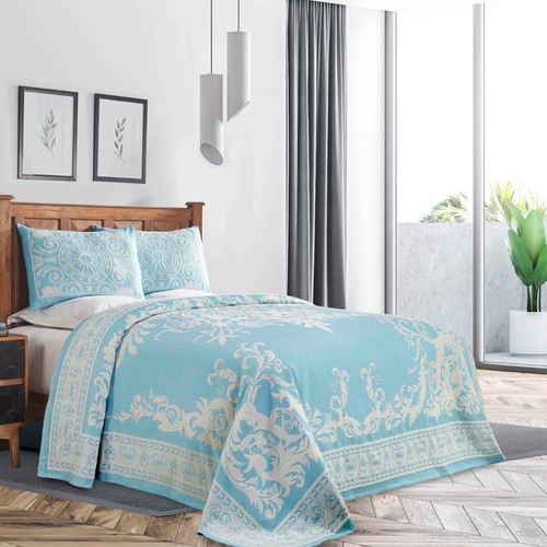 Adalie Lightweight Cotton Blend Jacquard Traditional Medallion Bedspread Set - Picture 12 of 74