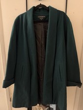 Vintage Donny Brook Women's Wool Lapel Neck Long Sleeve Long Coat Green Size 6