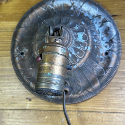 VTG Cast Metal Plug In Wall Sconce Light Art Deco Leaves Copper Color - Working - Picture 8 of 19