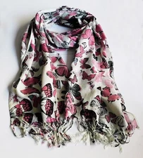 NEW VINTAGE FASHION PASHMINA BUTTERFLY PRINT NATURAL SOFT SHAWL SCARF WRAP #38-1