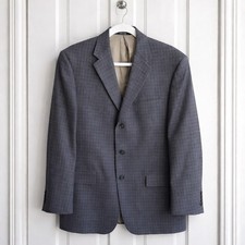Austin Reed London Blazer 42R Gray Check Wool Blend Sport Coat Union Made