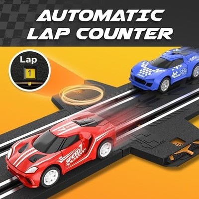 Electric Slot Car Race Track Set - Dual Racing Car Set For Kids Ages 6-12