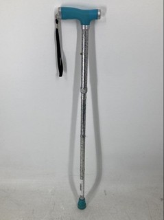 Drive Medical Silver Floral Straight T Handle Adjustable Walking Cane W/Gel Grip