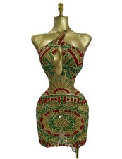 New Women’s Luxury Birthday Party Dress Sparkly Colorful Rhinestones Sexy 6 M