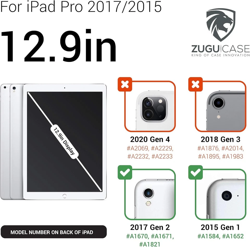 Capa ZUGU 2017/2015 iPad Pro 12,9 polegadas (modelo antigo) 1ª e 2ª geração preta  - Imagem 2 de 4