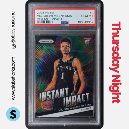 2023 PANINI PRIZM #3 VICTOR WEMBANYAMA INSTANT IMPACT RC ROOKIE PSA 10