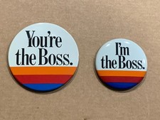 Lot of 2-Vintage United Airlines "You’re the Boss" & "I'm the Boss" Pin/Pinbacks