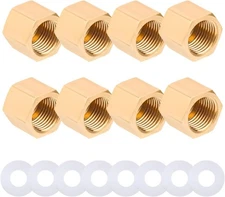 8 Pcs 1/8” Brass Pipe Caps NPT, (3/8” ID) Female Pipe Plug Cap Compression Cap T