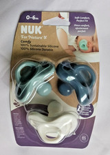 Nuk Comfy Orthodontic Silicone Pacifiers Binky Soother 0-6 Months 3 Pack New