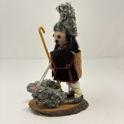 Vintage Hand Crafted Sheep Herder Figurine Souvenir USSR 7.5  Tall