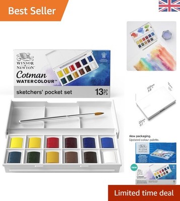 Vielseitiges Cotman Aquarell Taschen Set - 12 Farben & Reisepinsel enthalten