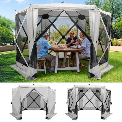 Raynesys Hex Pop-Up Screen Tent: 6-8 Person, UV Protected w/ Removable Walls
