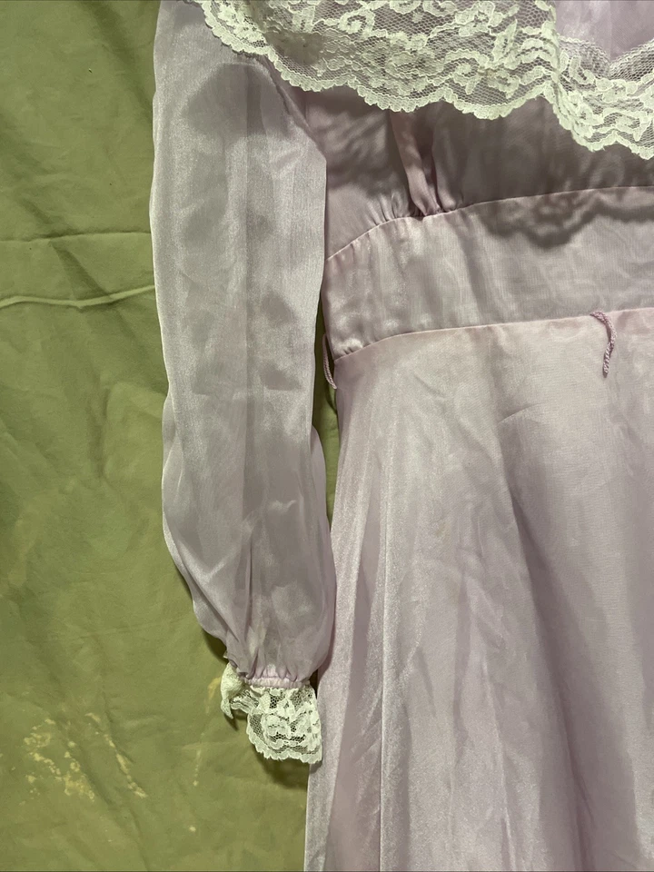 Vestido Victoriano Recreación Disfraz Volantes Cuello Rosa/Lavanda Talla 9 Foto 4 de 4