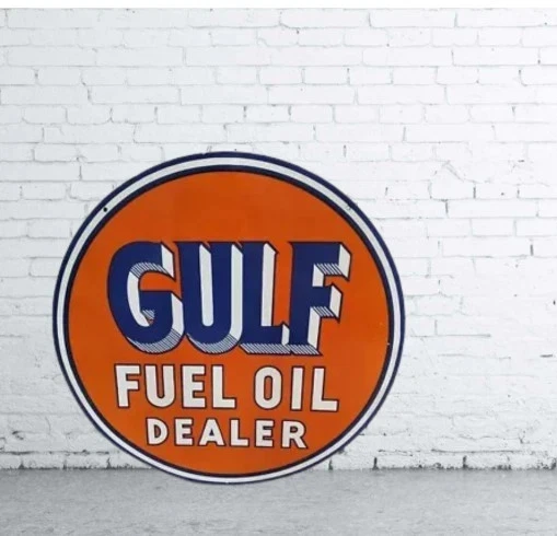 Gulf Dealer Porcelain Enamel Heavy Metal Varaition Sign Double Side - Image 3 of 3
