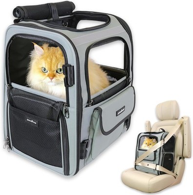 Crash-Tested Multi-Window Cat Backpack Carrier | 2-in-1 Lab-Tested Cat Car Se...