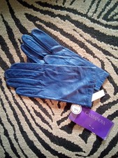 Cassanova Blue Leather Ladies Size 7.5 Dress Gloves Vintage NEW Antron Lining