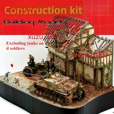 1/35 Ruins House Models Kits Diorama European War Damaged Farm Building Assembly